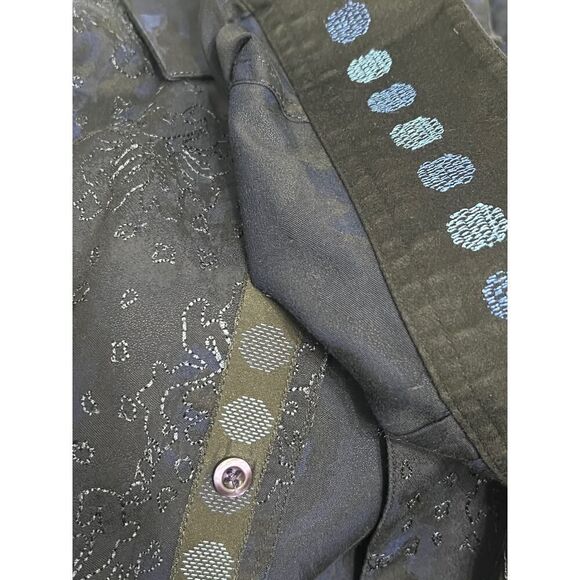 Robert Graham Shirt Mens XL Navy Floral Polka Dot Embroidered Extra Large - Picture 7 of 8